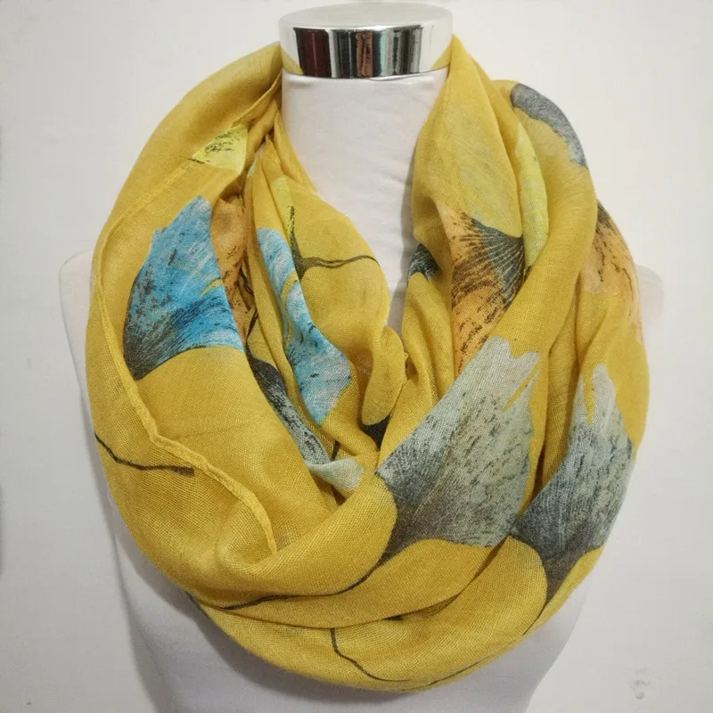 

Fashion infinity Scarfs for Women Lightweight Scarves Print Floral Pattern Scarf Shawl Wraps Autumn Ginkgo Grove Leaves Nature