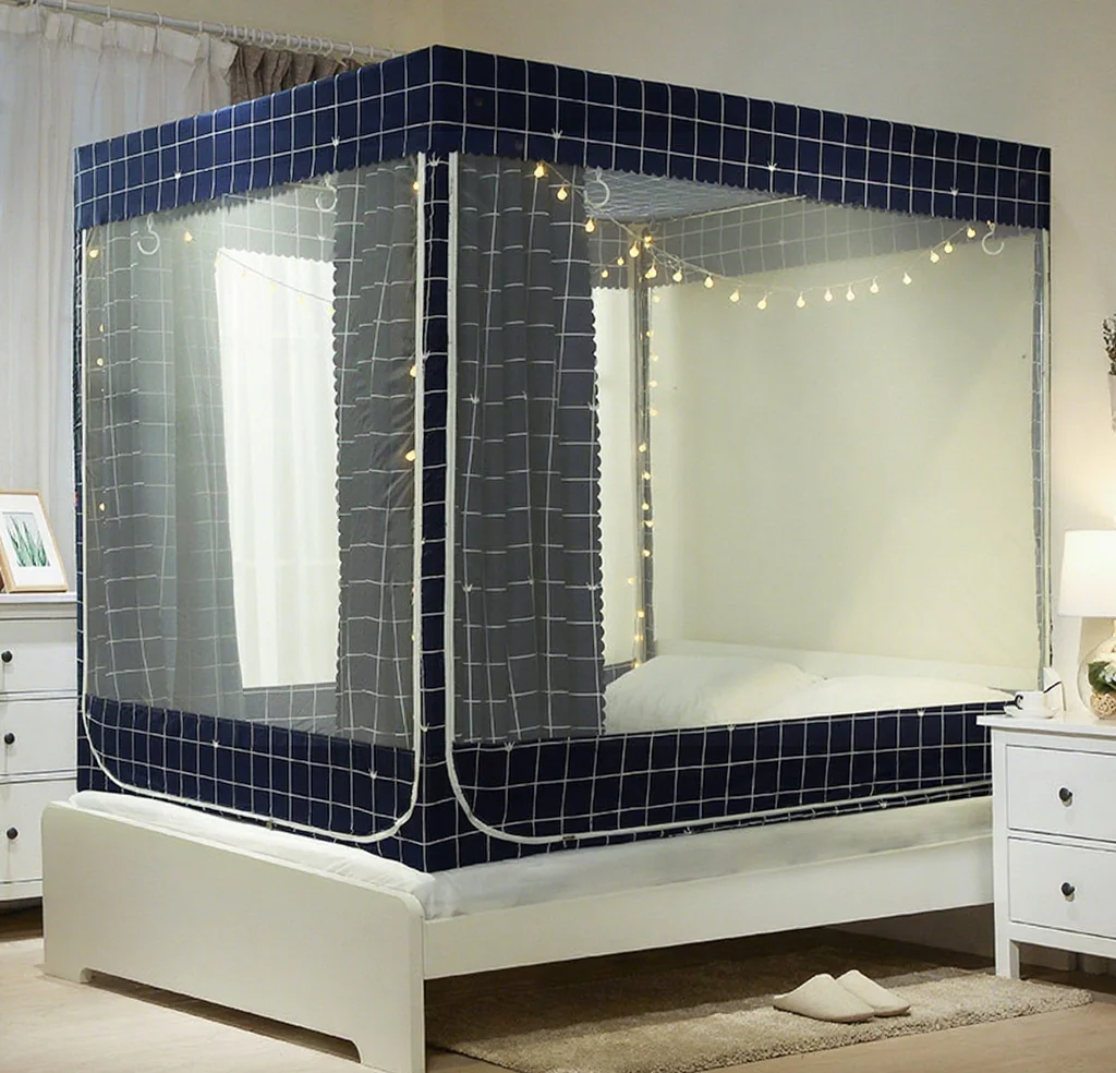 

Modern polyester household mosquito net bed curtain large and extra large integrated zipper pop-up dustproof design