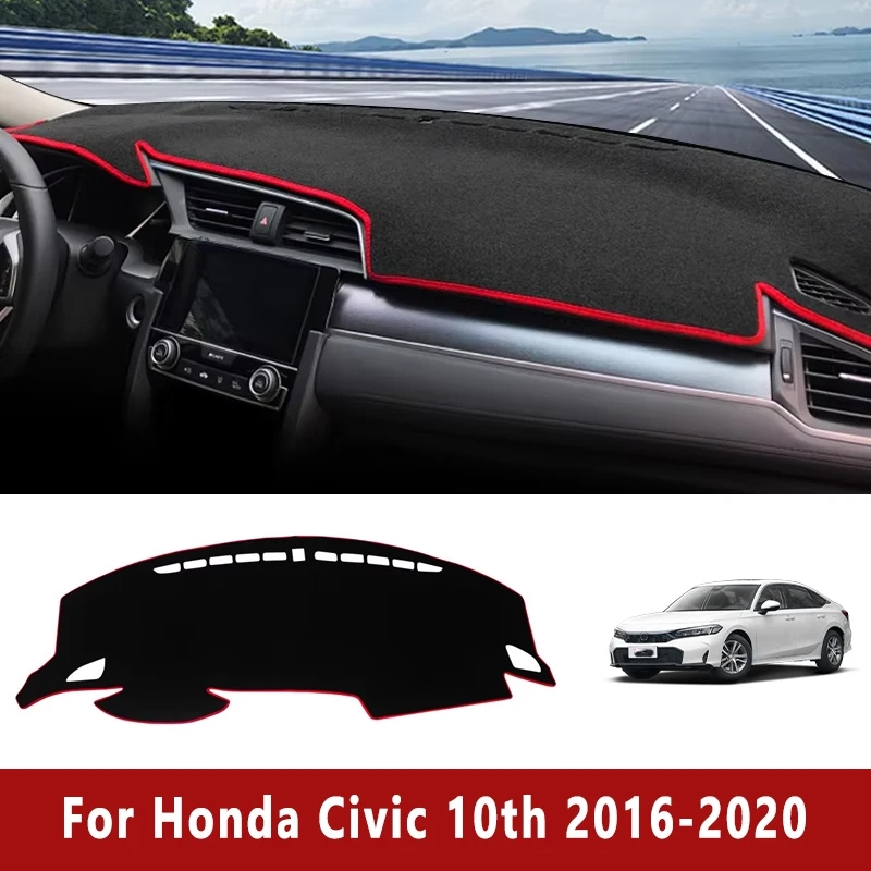 

Car Dashboard Mat Sun Shade Instrument Desk Non-slip Cover Accessories For Honda Civic 10th 2016 2017 2018 2019 2020