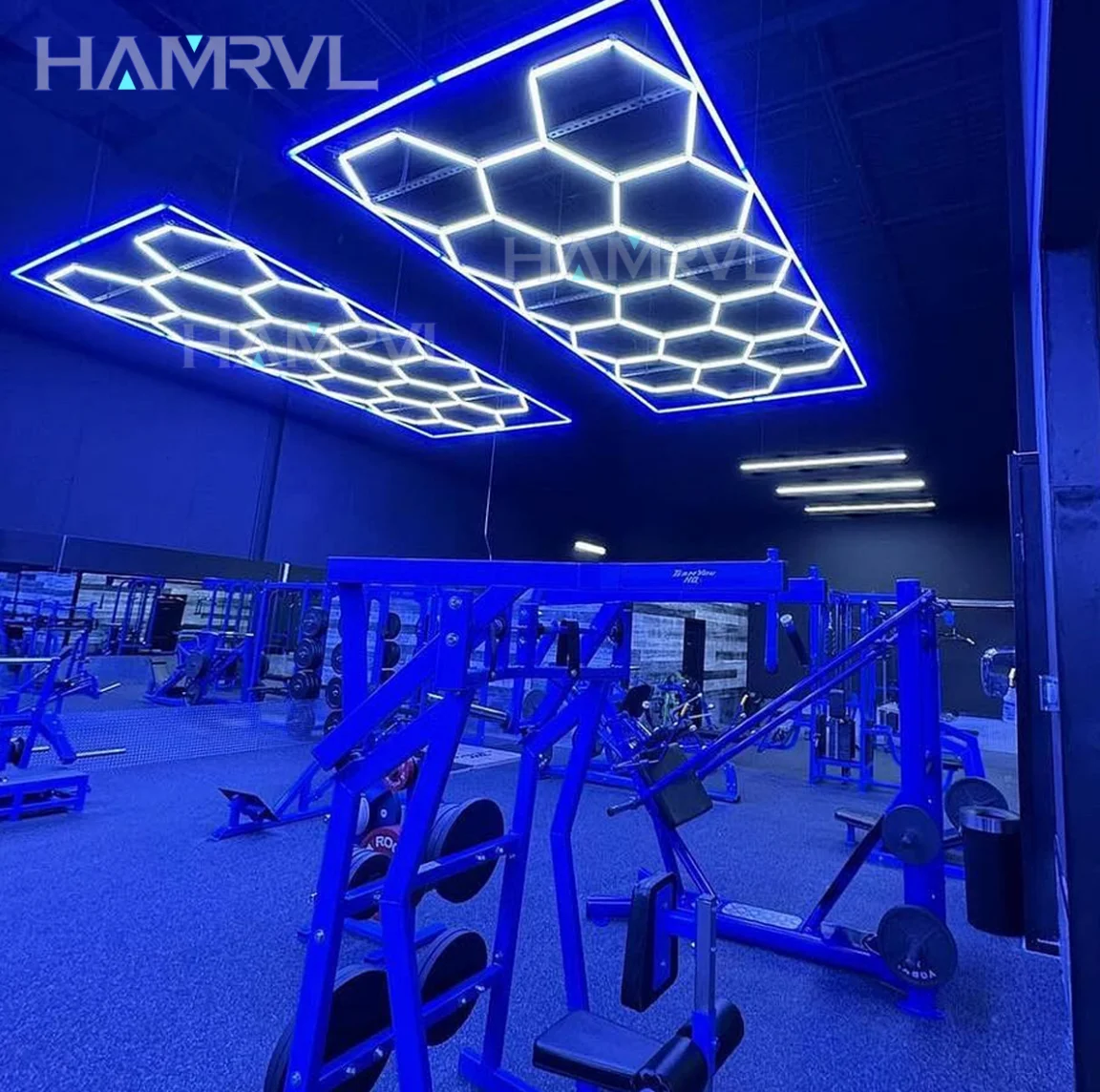 Lampu garasi led segi enam untuk toko Gym lampu langit-langit RGB warna-warni perbatasan lampu sarang lebah Barbershop kafe panggung bengkel pesta