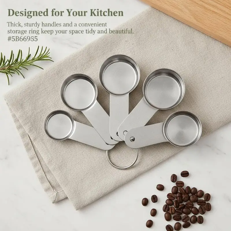 Round Head Stainless Steel Measuring Spoons Food Grade Accurate Scale Baking Tools for Home Kitchen Pastry Making