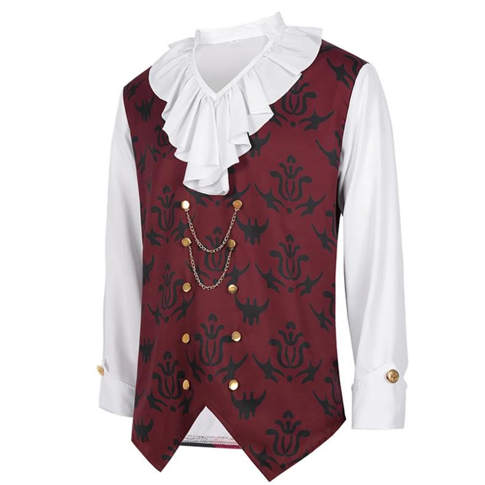 Men Literary Medieval Steampunk Tops Dress Up Stage Clothes Punk Shirts Splice Tops Halloween European American Spring Autumn