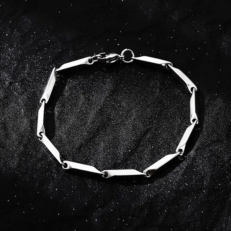 Stainless Steel Melon Seed Chain Bracelet For Men Women Punk Gothic Hiphop Accessories Trendy Unisex Designer Jewelry Lover Gift