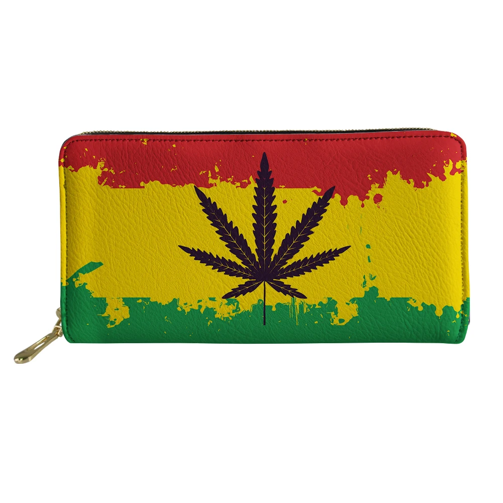 Leather Women Money Clip Wallet Cute Jamaica 3D Print Long Wallets Female Cards Holder Clutch Bag Fashion Ladies Coin Purses