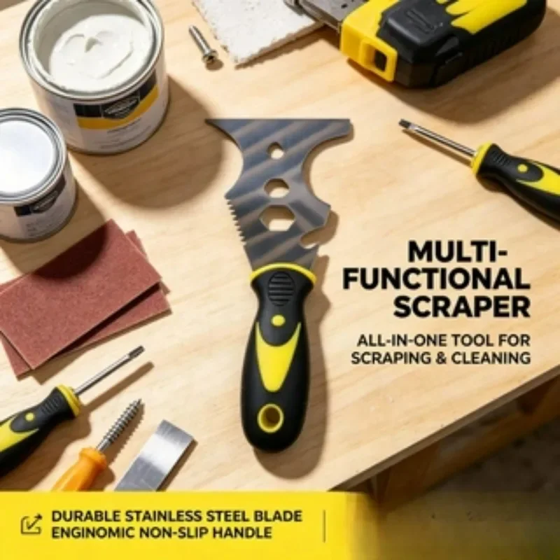 15-In-1 Multi Use Putty Knife Stainless Steel Paint Scraper Tool Wallpaper Can Opener Cleaning Paint Rollers Home