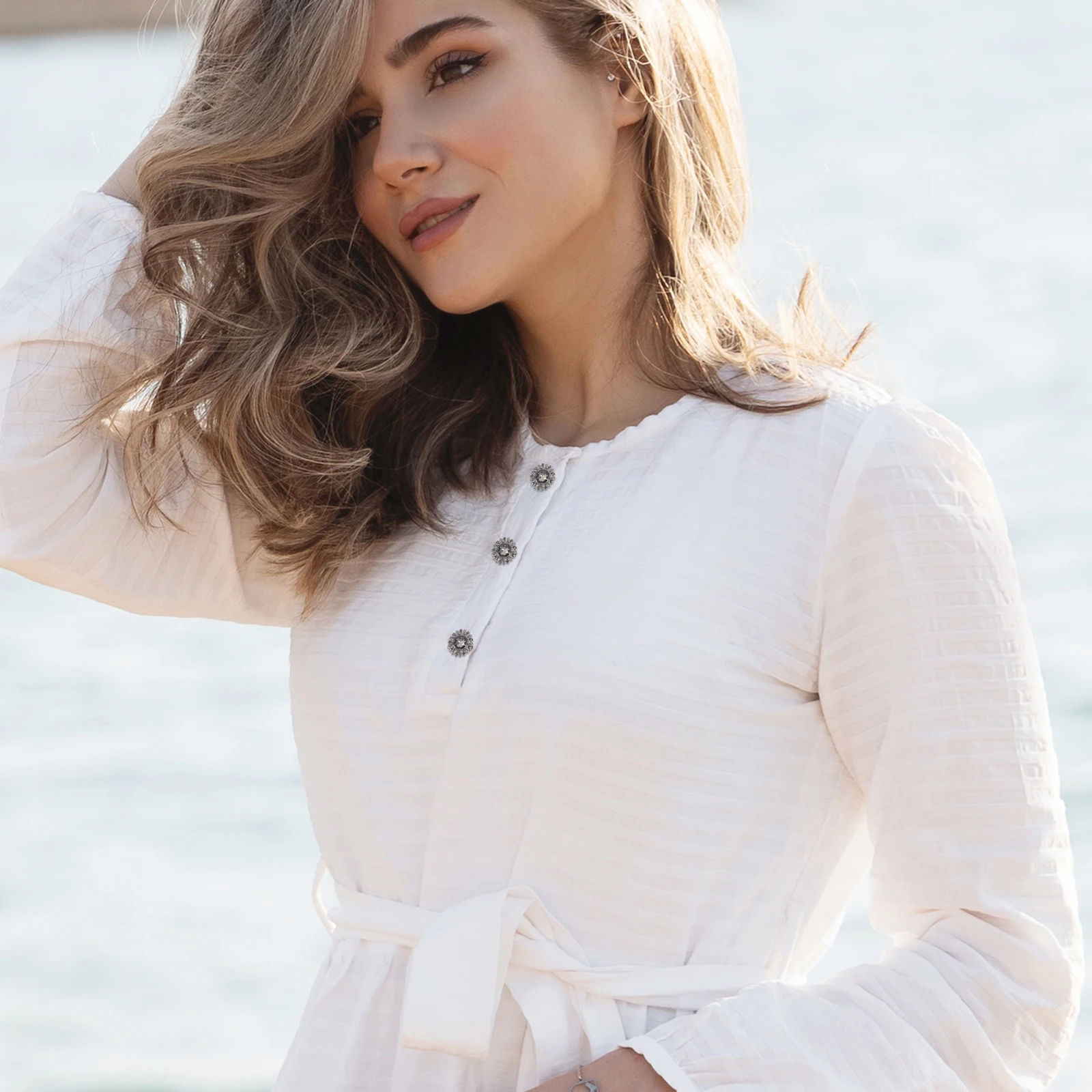 

5pcs Zinc Alloy Rhinestone Buttons Decorative Coat Buttons For Clothing Sweater Diy Crafts Sewing Replacement Durable Metal