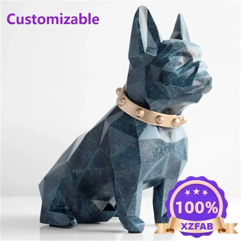 Factory Direct 2026 Estatua  resina  Bulldog Francés  geometría  estilo europeo, caja  dinero, coración creativa l hogar, caja