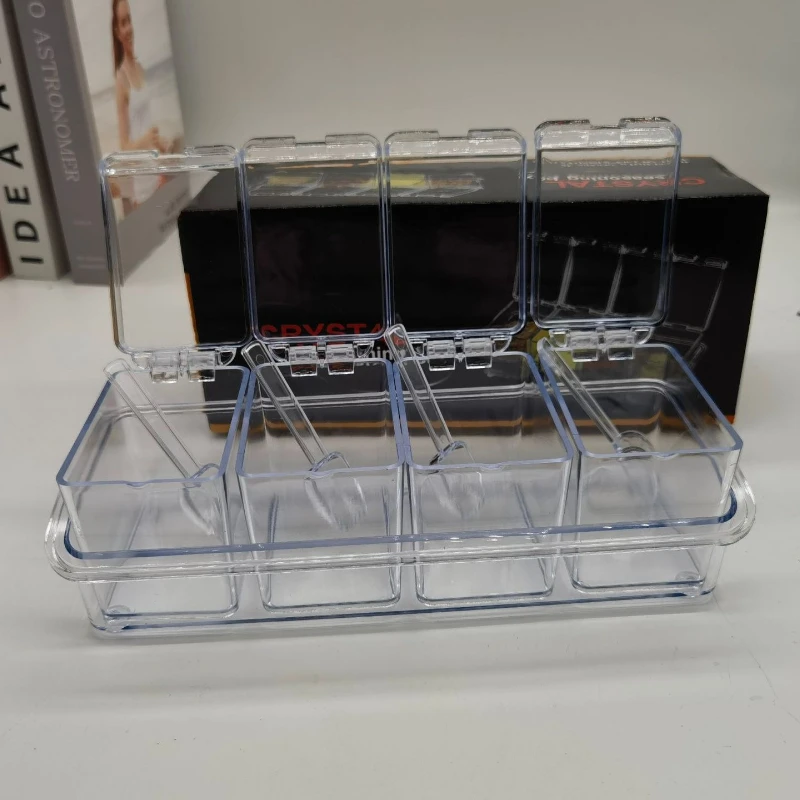 

LMM Household Kitchen Salt Seasoning Jar Storage Box Seasoning Transparent Cooking Box
