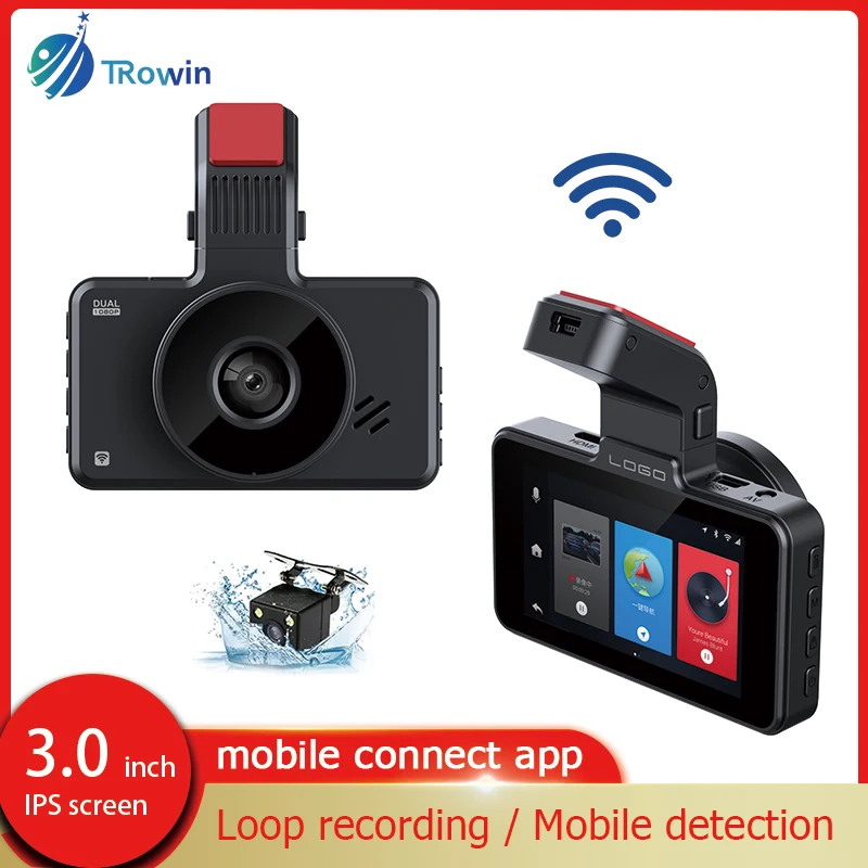 HD 1080P Dash Cam Car DVR 3-inch IPS Front Rear Dual Lens 170° Wide Angle Video Recorder Loop Recording Car Charge