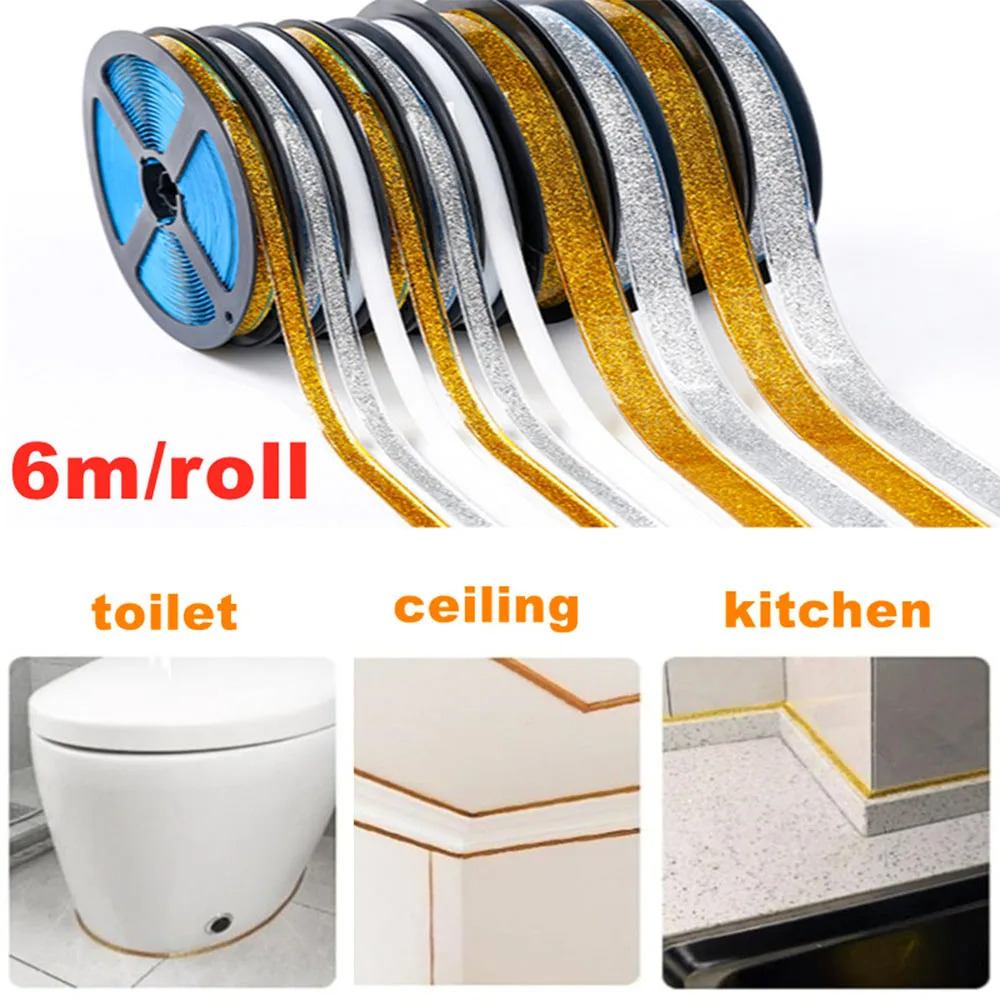 Fita autoadesiva para telha cerâmica, tiras de calafetagem, descascar e colar, moldagem para piso, cozinha, parede, canto e rodapé, fornecimento doméstico