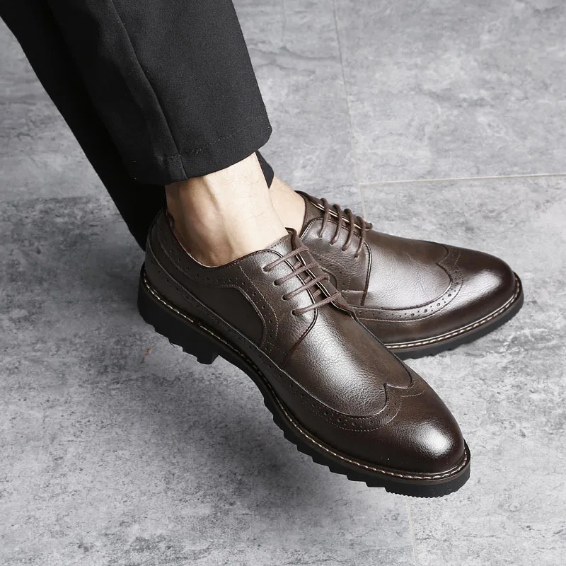 แฟชั่นรองเท้าผู้ชาย Oxfords รองเท้าหนังสีดำ Mens Casual รองเท้าแฟชั่น Oxfords รองเท้าผู้ชาย KA475