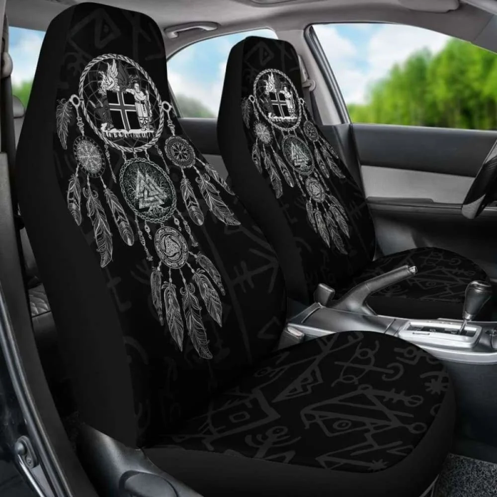 

Viking Dreamcatcher Iceland Coat Of Arms Car Seat Covers,Pack of 2 Universal Front Seat Protective Cover