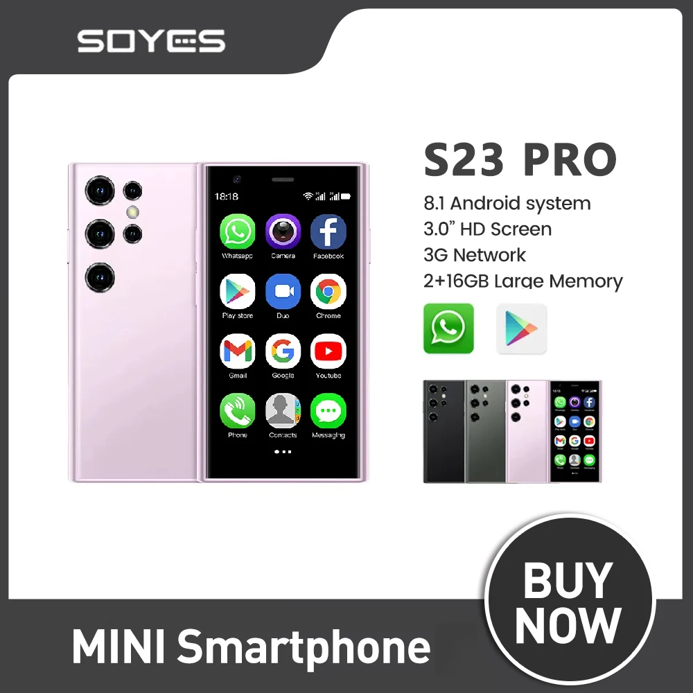 SOYES S23 Pro Mini Smartphone Android 8.1 2GB+16GB Dual SIM 3.0 Inch 1000mAh 3G Mobile Phone 1000mAh Small Super Mini Cellphone