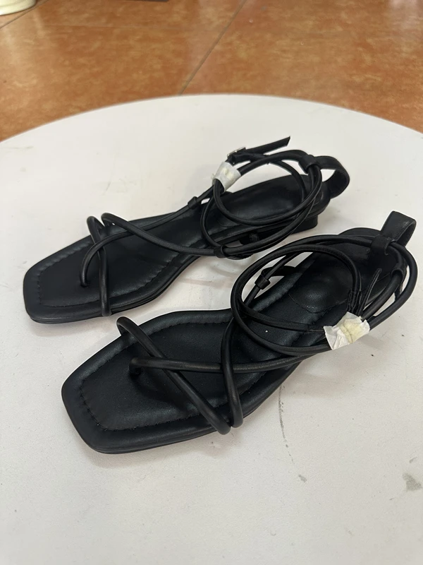 Maxdutti sepatu sandal wanita kulit asli, sepatu wanita kulit asli, sepatu sandal mode Musim Panas 2024