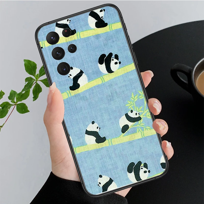 الكرتون الباندا قضية الهاتف لسامسونج غالاكسي A35 A55 A54 A15 A25 A05s A05 A22 A24 A52 A33 A34 M34 M14 M54 M23 Funda