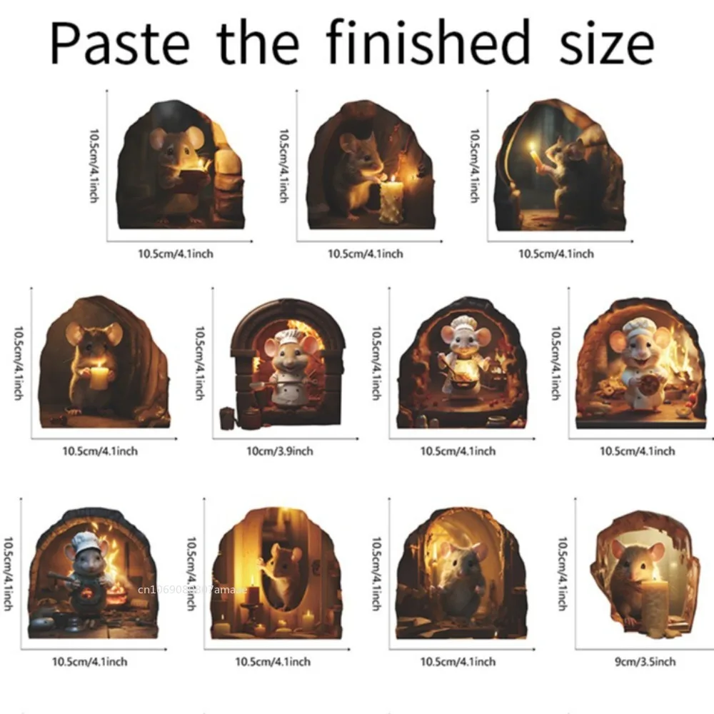 3D الطبخ ماوس ملصقات جدار لطيف الكرتون الحيوان نمط شارات الفينيل غرفة المعيشة غرفة نوم الحمام مكتب ديكور المنزل