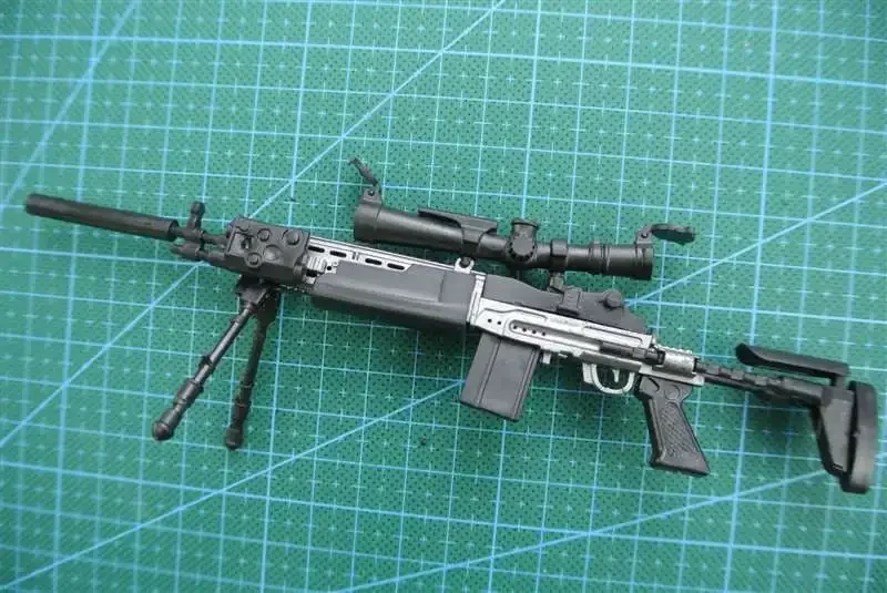 1/6 MK14 MODO Sniper Rifle Black Coated Plastic Assemble Gun Model Military Accessories For 12