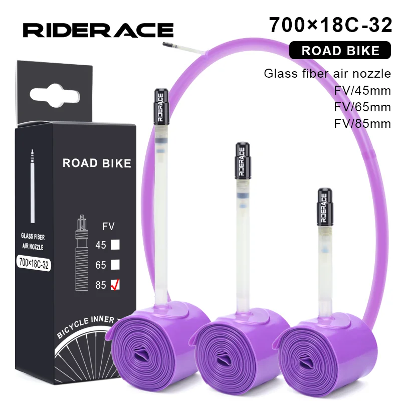 RIDERACE ロードバイク インナーチューブ 超軽量 700C 18 23 25 28 30 32 サイクリング自転車 TPU タイヤ 45mm 65mm 85mm 長さ フレンチバルブ