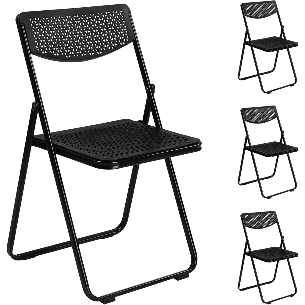 

Plastic Folding Chair,4 Pack Portable Stackable Commercial Seat,Lightweight Sturdy Metal Folding Chair,Comfortable Event Chair f