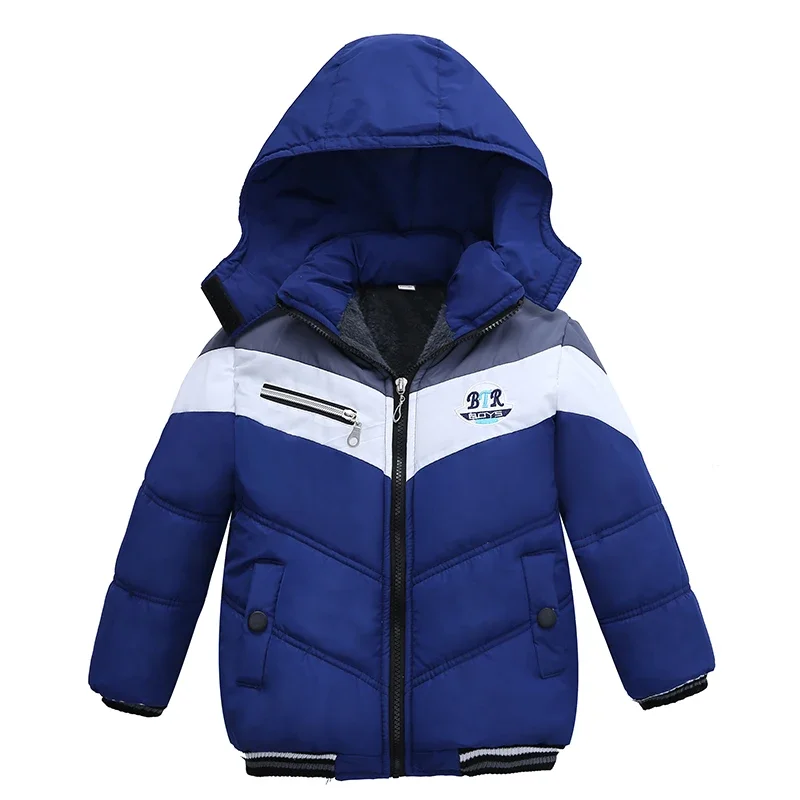 Christmas Patchwork Boys Jacket Outwear Warm Hooded Winter Jackets for Boy Girls Coat Children Parka Clothing Coat Windproof