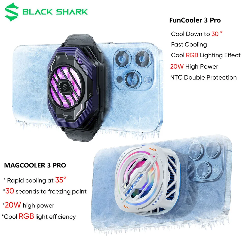 Black Shark MagCooler/FunCooler 3 Pro Magnetic Cell Phone Cooler For 2.63-3.46 inches iPhone xiaomi huawei Mobile Fan Radiator