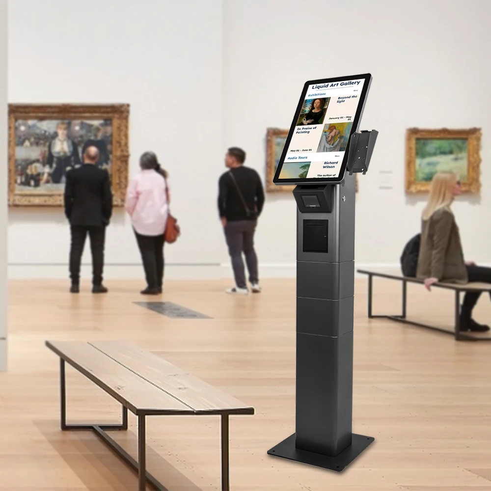 Scenic area capacitive touch desktop/colon single/dual screen self-service scanner printer ticket system ticket booth