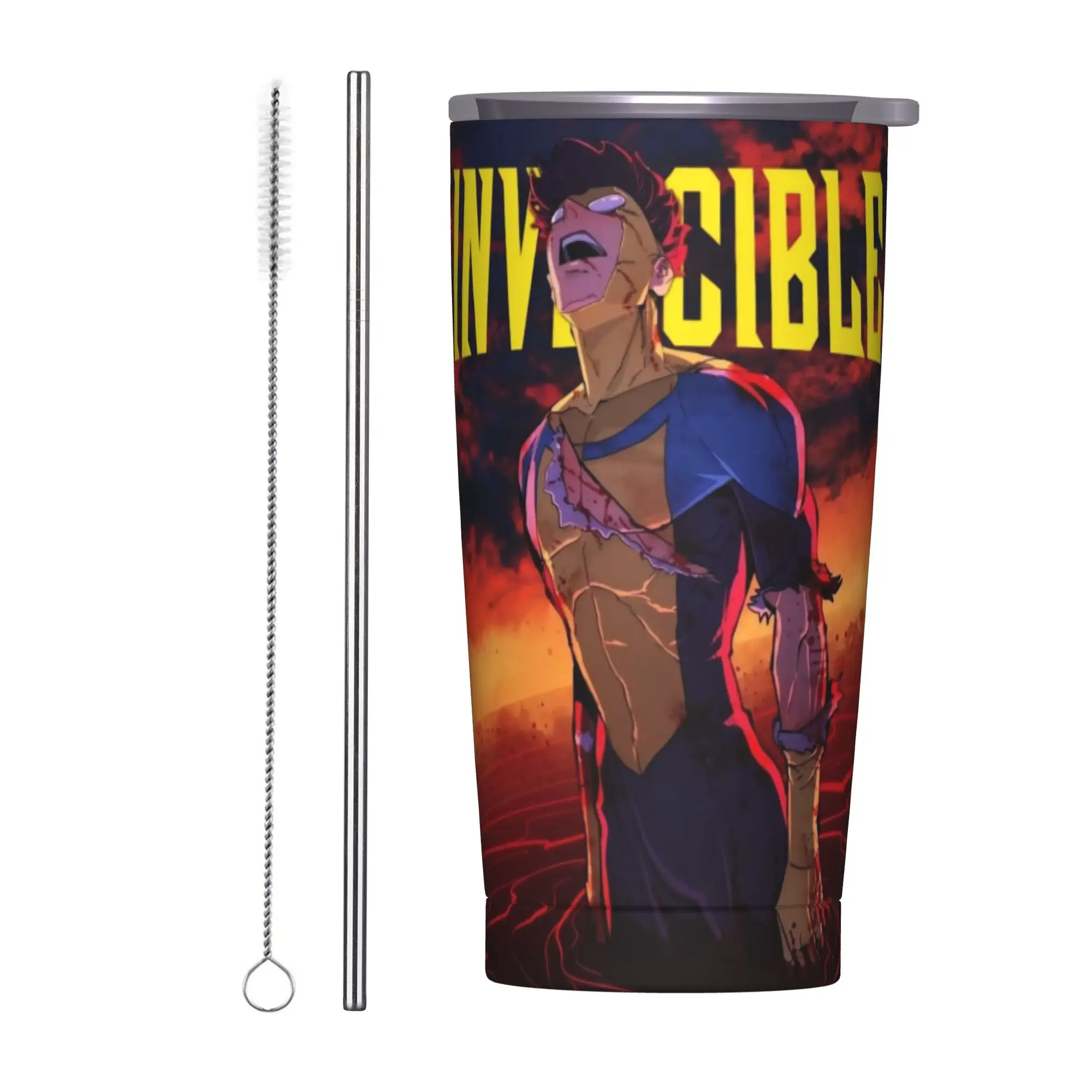 Invincibles Comic Tumbler Vacuum Insulated  Thermal Cup with Lid Straw School Mugs Hot Cold Drink 20oz