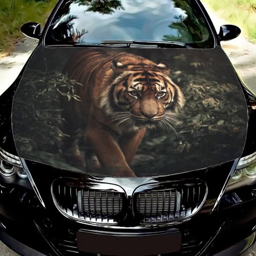 

Tiger in the Jungle Car Vinyl Wraps - Suitable For Most Engine Hood,Bubble-free Design,Waterproof,Cleanable And Convenient Durab