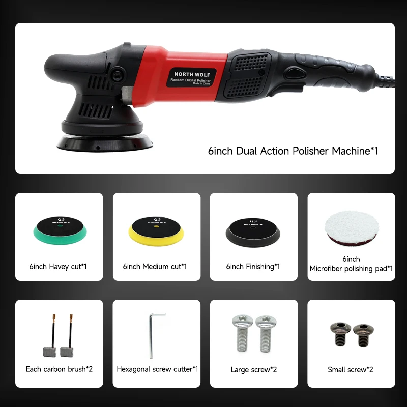 DETAILING 900W Auto Dual Action Polijstmachine 15mm / 21mm Orbitale Polijstmachine 5/6 Inch Pads Kit voor Auto Polijsten Buffing