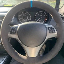 Customized Suede Leather Car Steering Wheel Cover For BMW E90 320i 325i 330i 335i E87 120i 130i 120d Steering Wrap