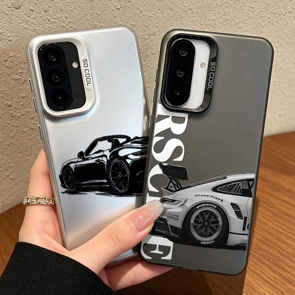 Luxury Racing Car Rear Cover For Samsung Galaxy A56 A55 A54 A53 A51 A25 A16 A06 A04e Colorful Silver Phone Case