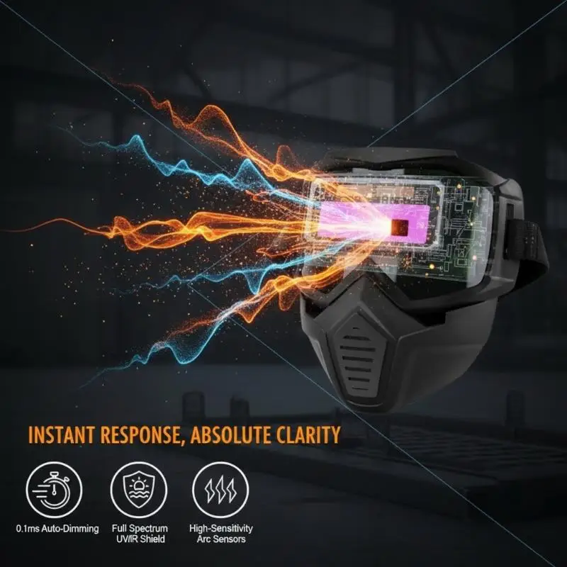 Adjustable Auto Darkening Welding Helmet Heat Resistant Eye Face Protection for Outdoor Welding Work