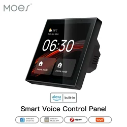 MOES Tuya Wifi Touch Center Control Panel Bulid in Alexa Voice Control & ZigBee Gateway For Smart Scenes 4 Inches Screen