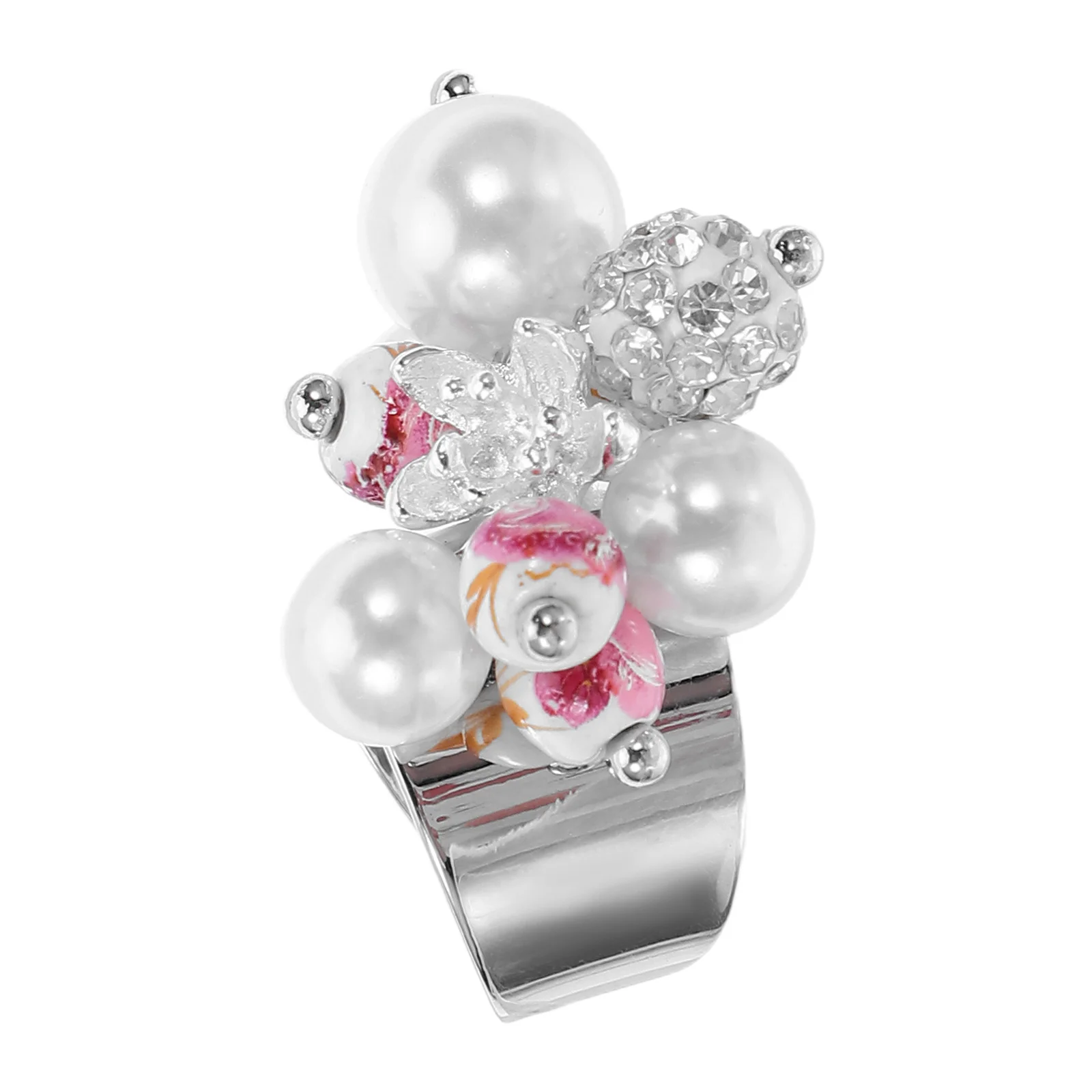 

Open Ring for Women Glass Beads Simulation Pearl Beads Minimalist Vintage Charm Dainty Trendy Jewelry Lightweight Comfortable