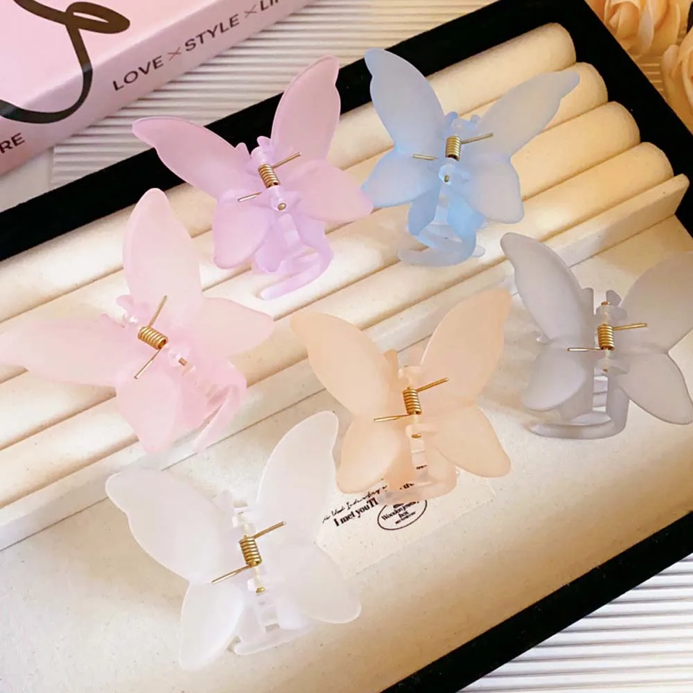 Akrylowa spinka do włosów Frosted Butterfly Hair Claw Banana Clip Animals Butterfly Hair Clip Grab Clip Candy Color Large Shark Clip Girls