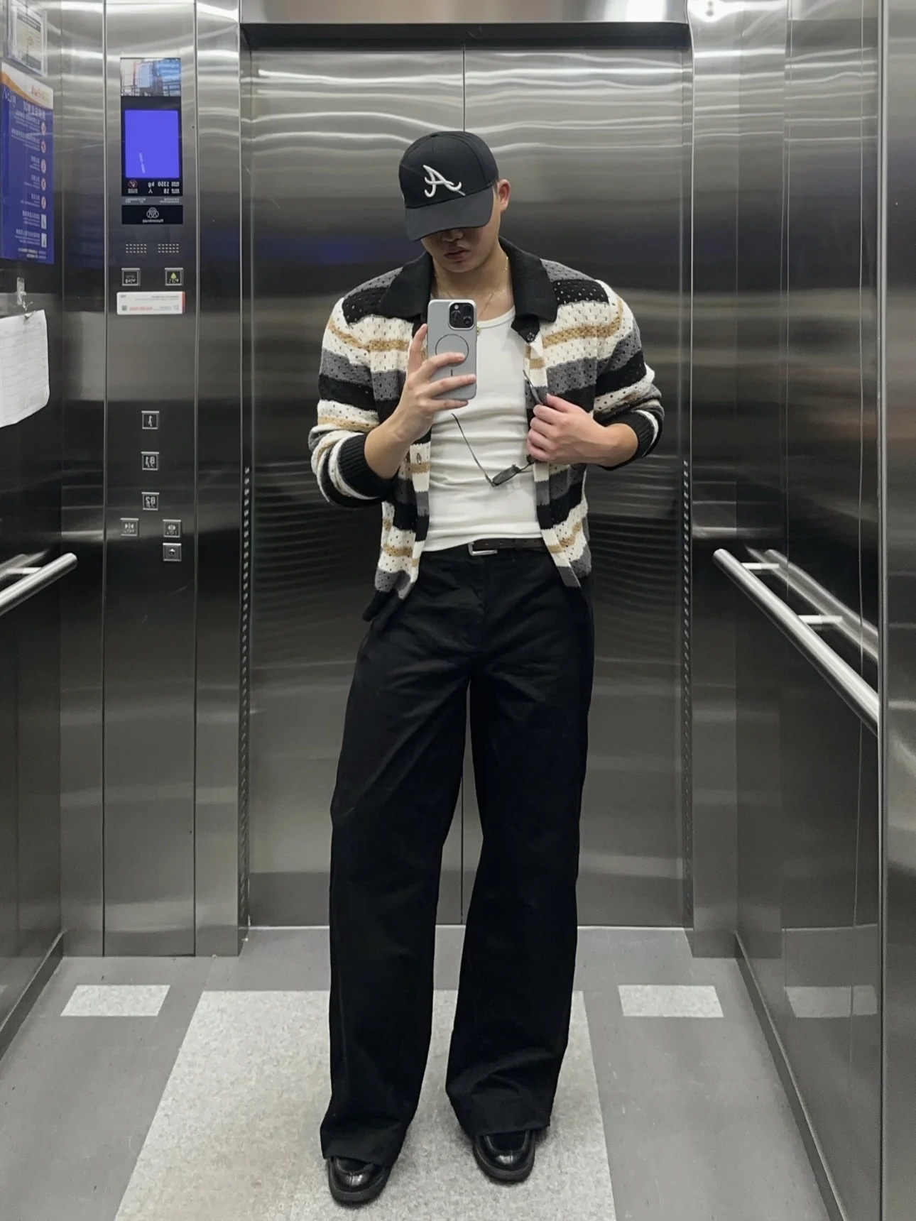 アメリカン Sle ヴィンテージ ニット ホロー アウト ロング Sve メンズ クリーンフィット 秋 通気性 オルダー フィット トップ ソフトで快適