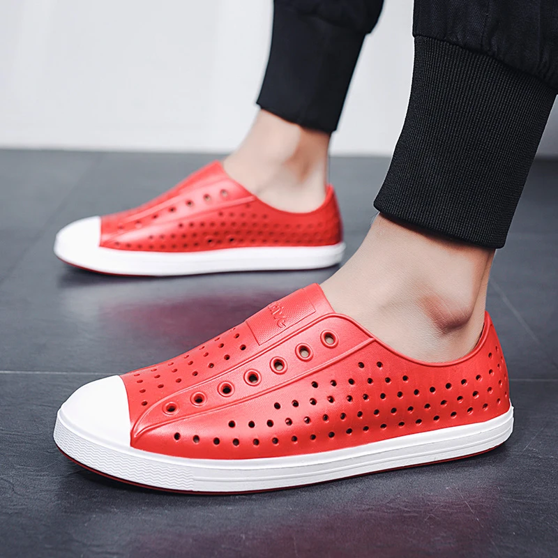

Hot Selling Colorful Couples Hole Shoes Lightweight Hollow Men's Walking Shoes Slip-On Flat Sports Shoes Woman Zapatillas Hombre