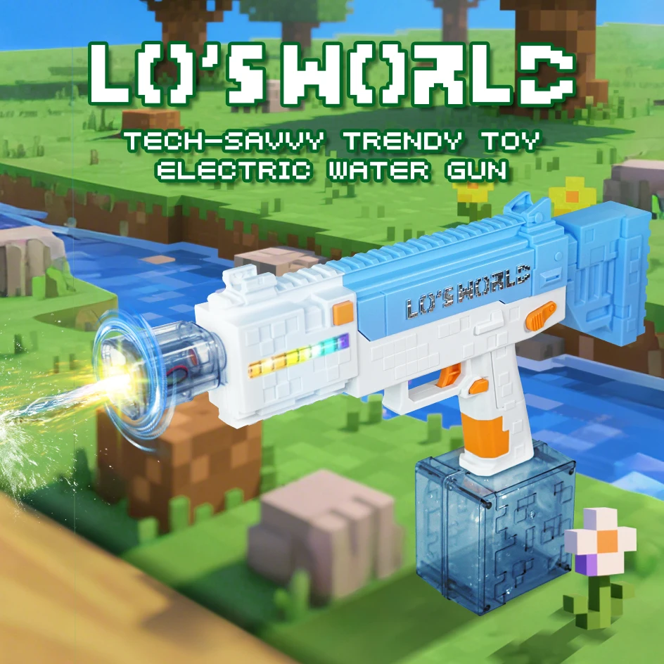 Pistola de água automática de sucção de água de brinquedo, pistola de água de mosaico, brinquedo de praia infantil pistola de água elétrica crianças adulto verão ao ar livre