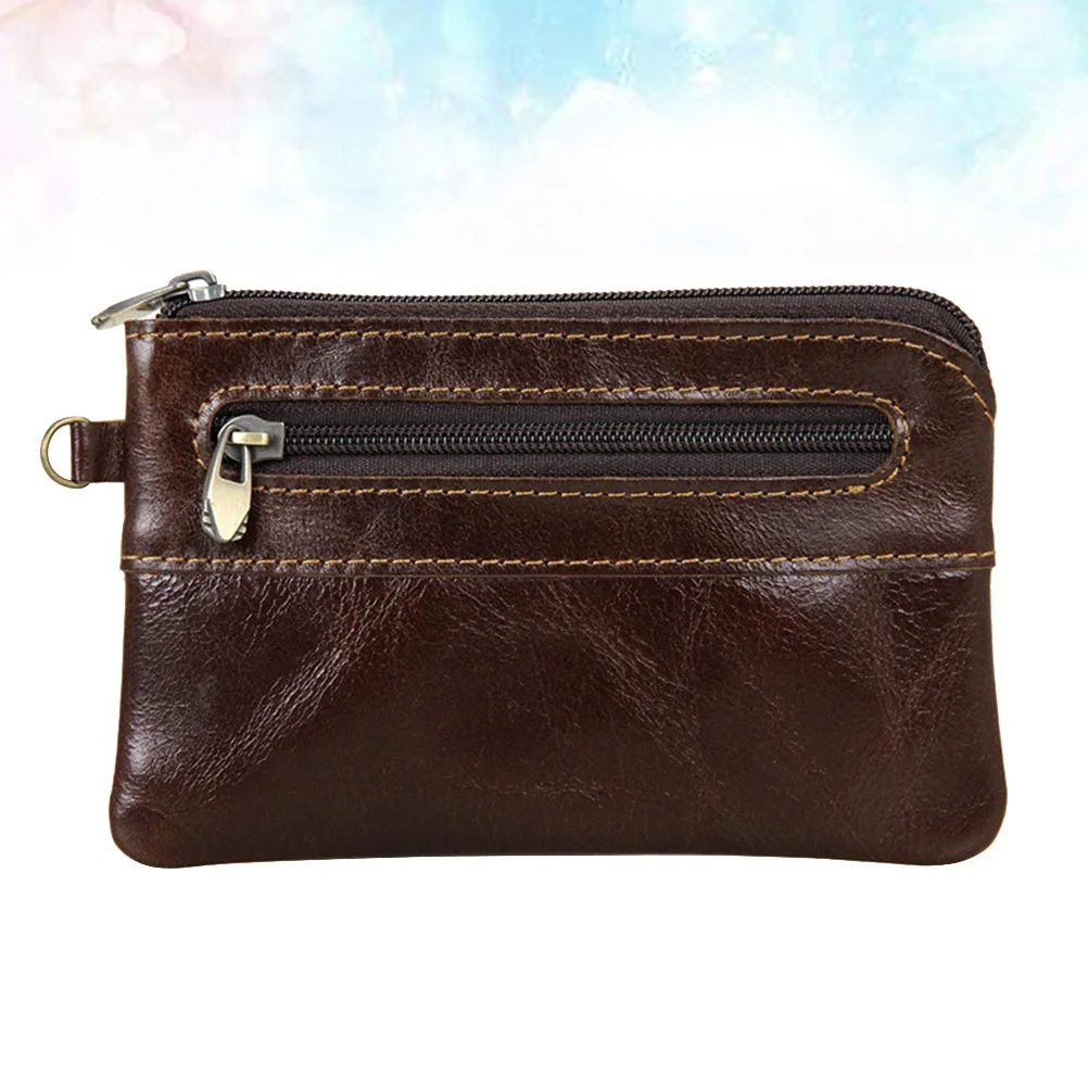 

Chocolate Men Business Wallet Zipper Bag High-End Craftsmanship Gift for Male Students Staff Men Business Wallet