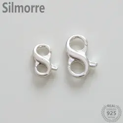 1pc 100% Solid 925 Sterling Silver  Eight Shape Clasps Hooks for DIY Bracelet Necklace Making Fine Jewelry Accessories