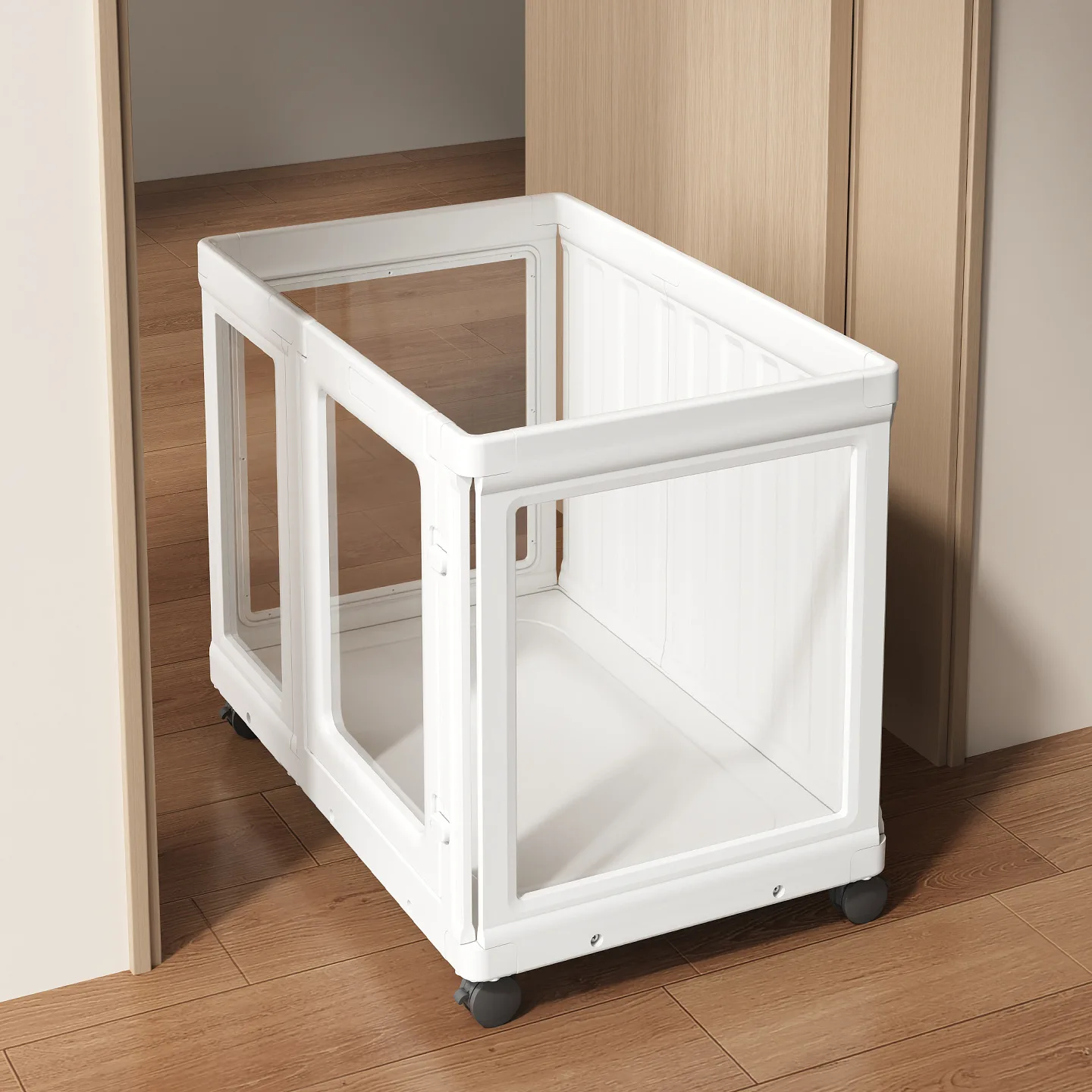 Removable Pet Fence Indoor Full Transparent Dog Fence Small Dog Dog Cage Fence with Activity Wheel Puppy Nest
