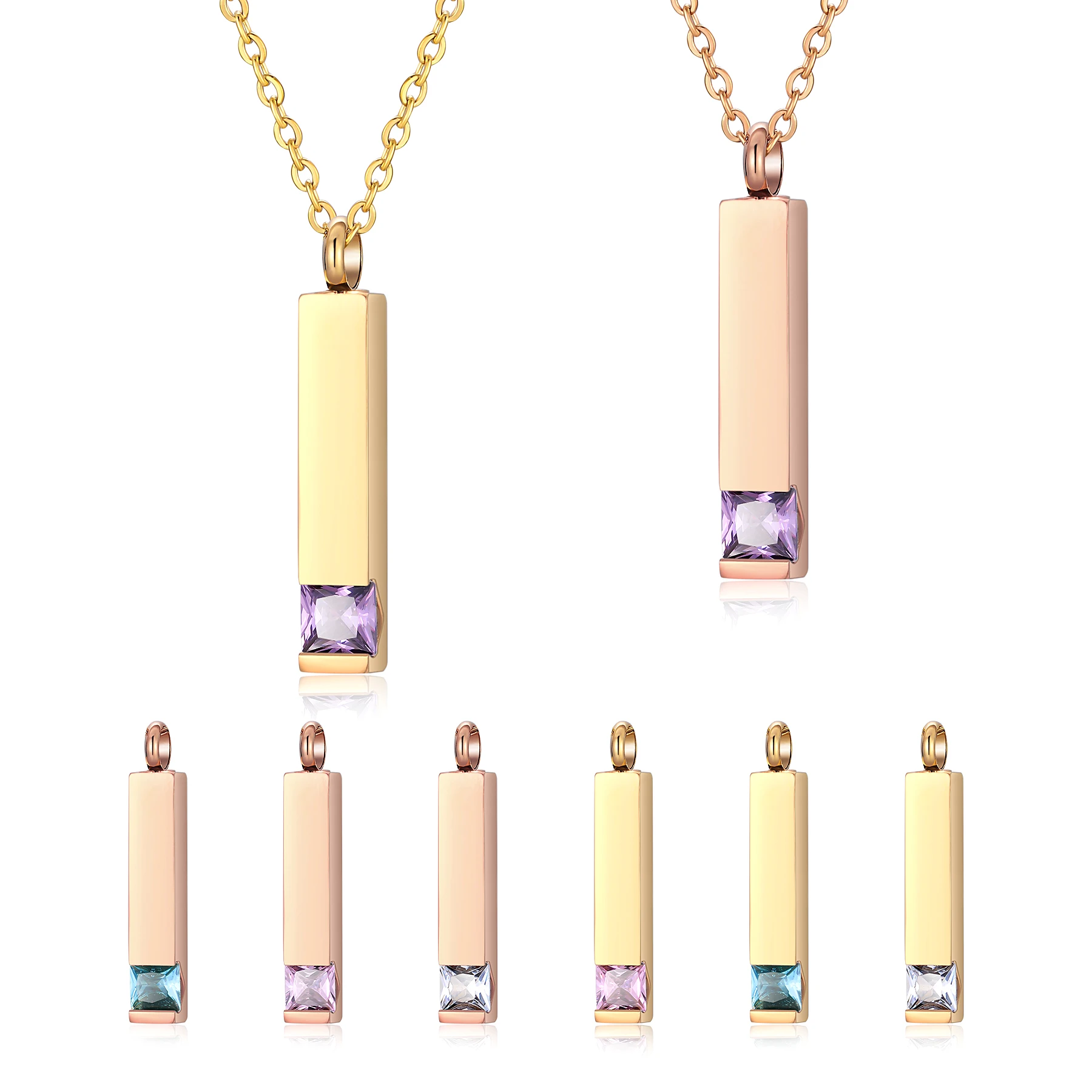 Colgante de urna de cubo de circón para mujer, cenizas conmemorativas, collar de acero inoxidable, joyería de recuerdo