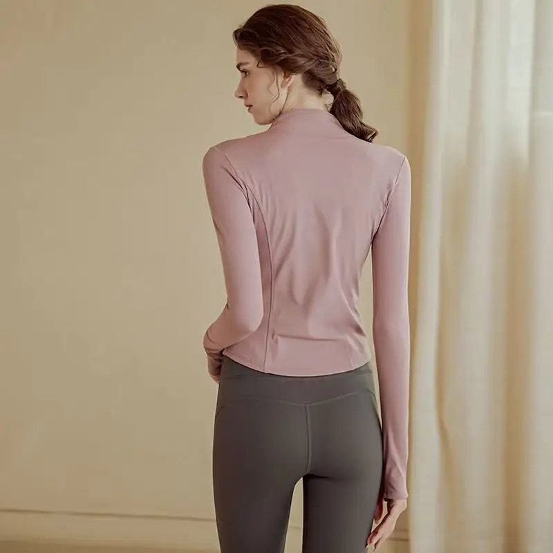 2025 Long Sleeve Sports Jacket Women Zip Fitness Yoga Shirt Winter Warm Gym Top Activewear Running Coats Workout Clothes Cycling