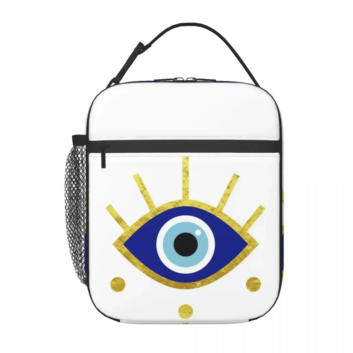 Mediterranean Evil Eye Protection, Nazar Insulated Lunch Bag for Women Kids Portable Food Boxes Thermal Lunch Box Tote