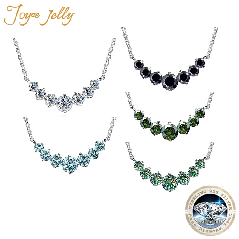 JoyceJelly All Moissanite naszyjnik dla kobiet ślubny szlachetny klejnot z certyfikatem GRA 925 szterling Sliver 18k białe złoto
