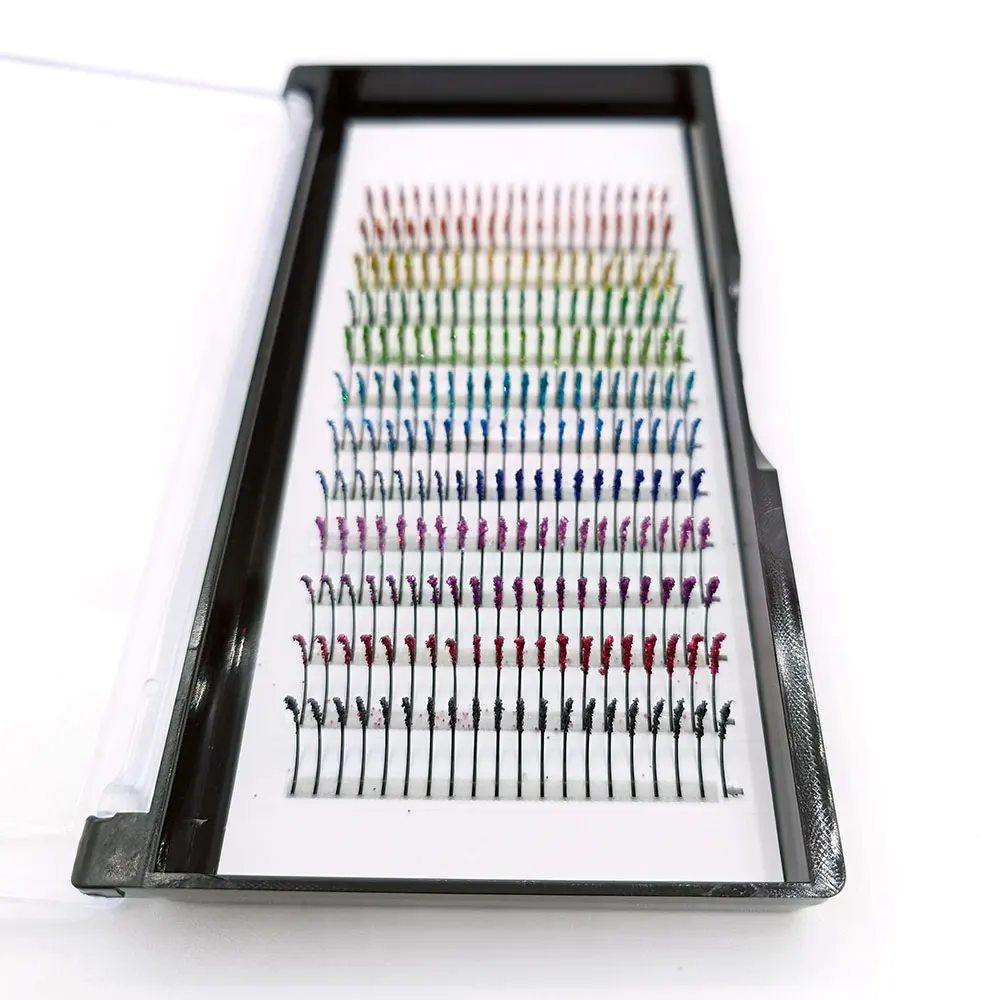 Regenbogenfarbene, glänzende Pailletten-Wimpern, gemischte Farben, künstliche Wimpern für Party, Weihnachten, Halloween, Datum, glitzernde Wimpern – Detail 6
