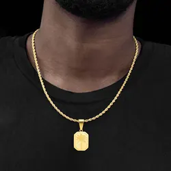 Hawaiian Tree Necklaces for Men,Stainless Steel Palm Trees Square Pendant Necklaces.Chic Stylish Jewelry Gift