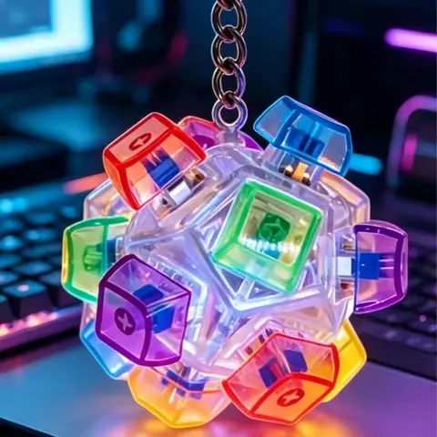 FTCY Multi-Style LED Light-Up Keycap Keychain Stress Relief Portable  Fidget Toy Portable Desktop Accessory For Adults Gift