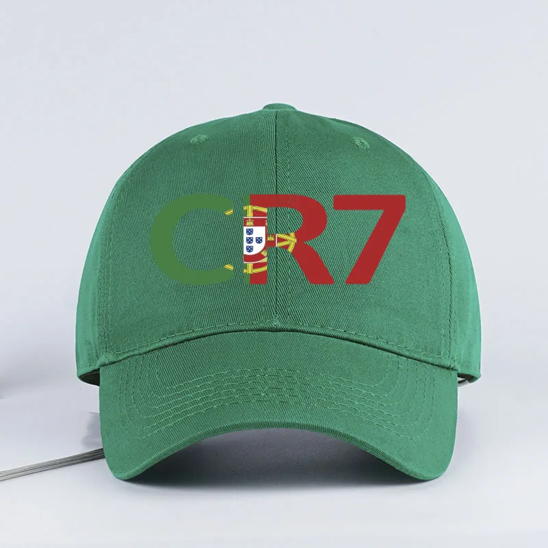 CR7 Portugal Print Schwarze Baseballkappe, verstellbar, Unisex, Fußballspieler, lässiger Sonnenhut