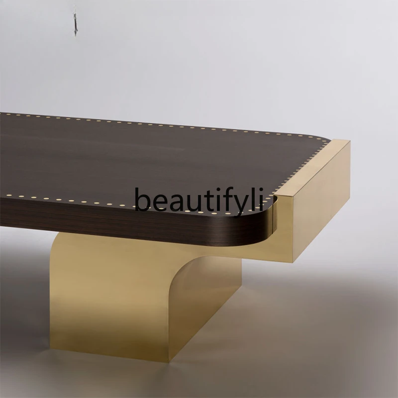 Modern light luxury square creative tea table simple and minimalist irregular solid wood coffee table combination